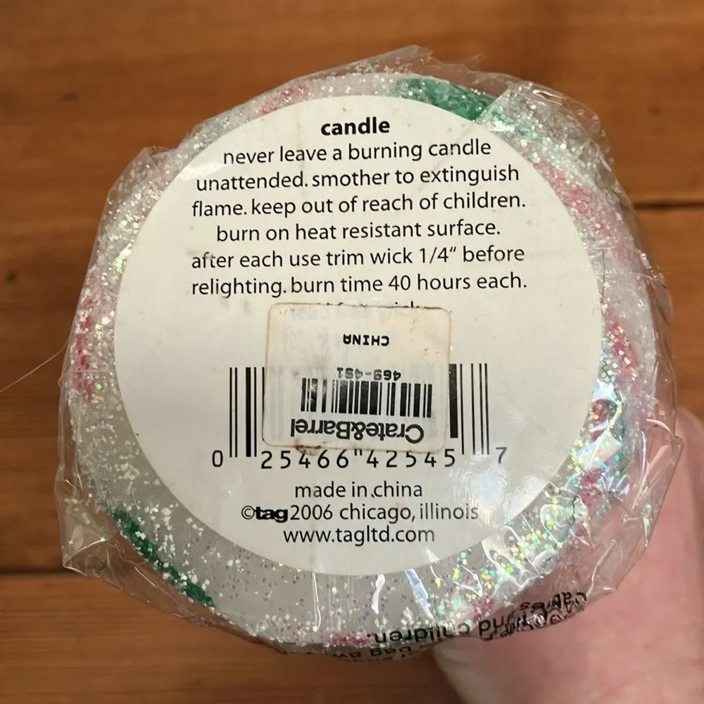 New Red, Green, and White Tag Christmas Tree Candle
